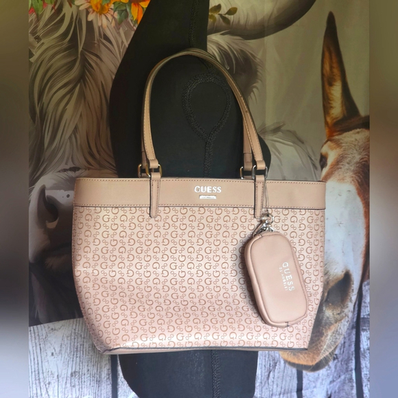 Guess Light Pink Monogram Tote with Pouch - Picture 5 of 15
